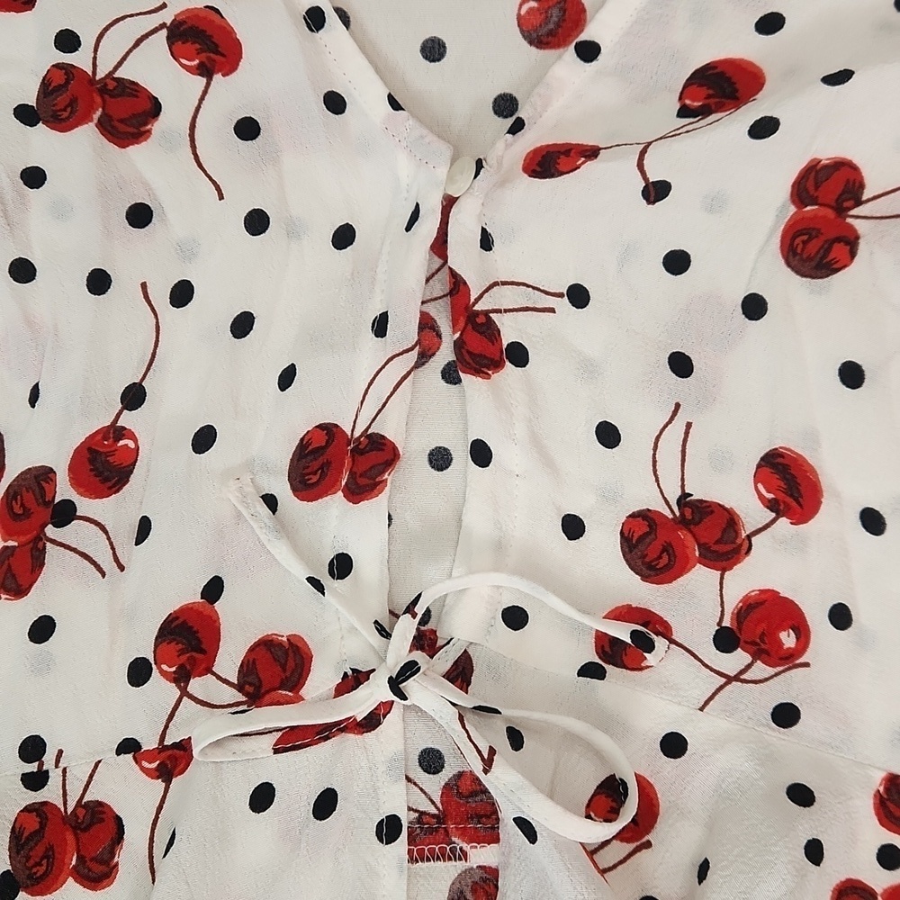 Topshop Cherry Polka Dot Blouse - Picture 3 of 7